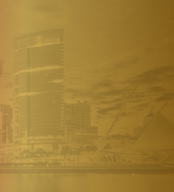 Milwaukee backdrop with gold overlay