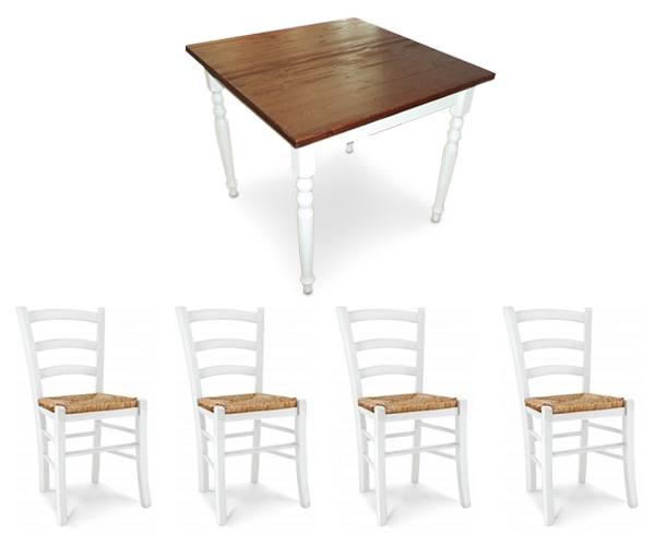 Set sedie Venezia  e tavolo in faggio color bianco