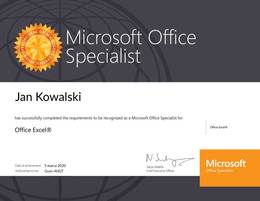 Kurs Specjalista MS Excel z egzamin MOS