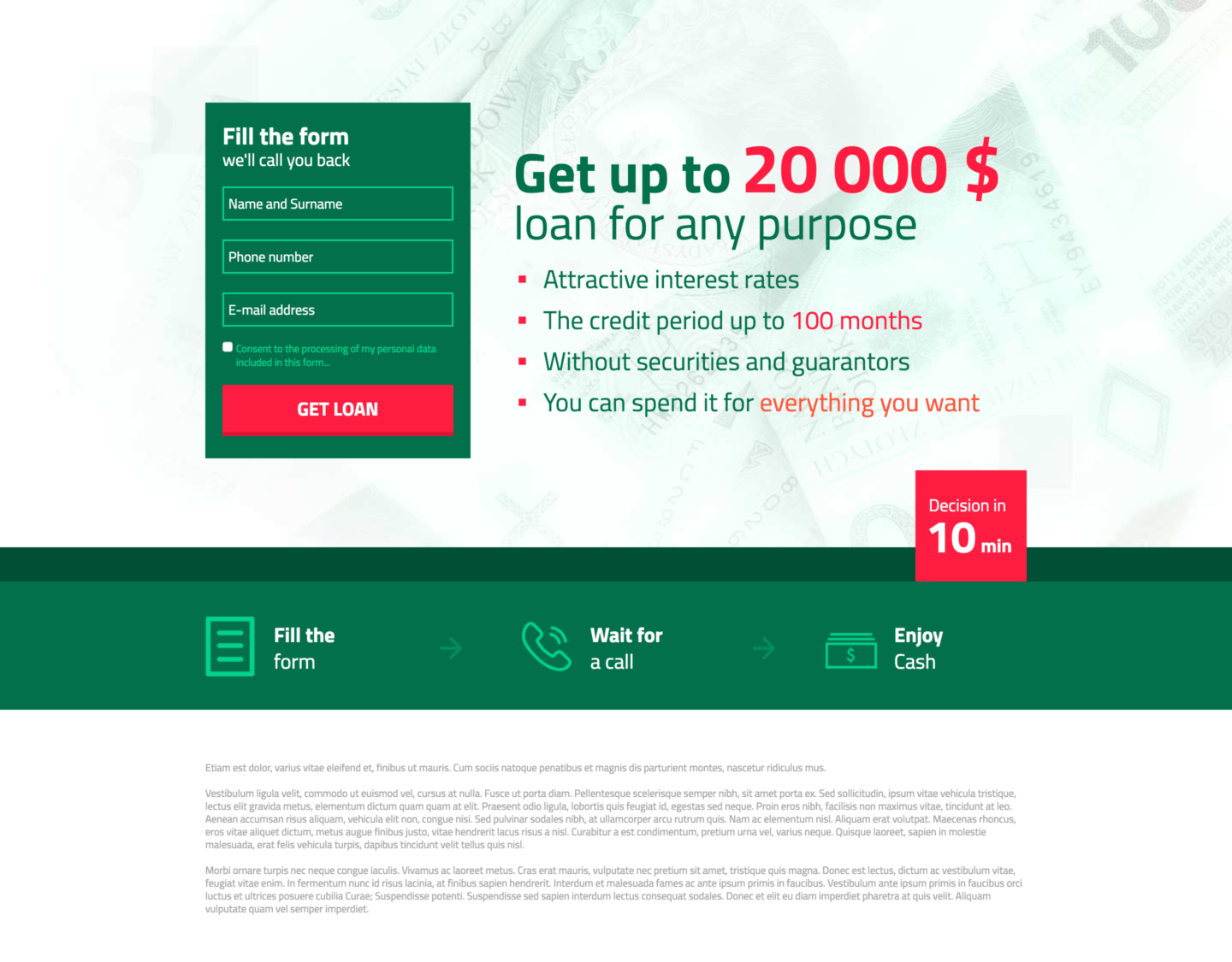landing page z korzyściami