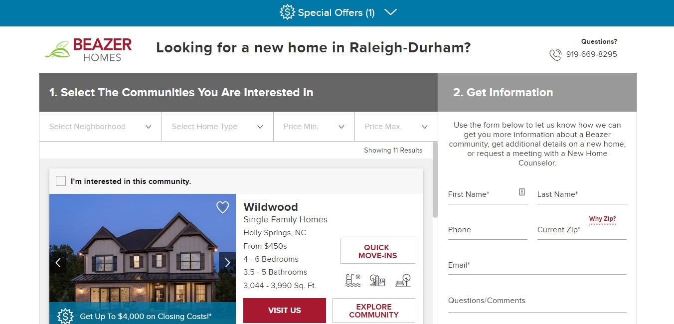 Landing Page Example - Beazer Homes Landing Page Example - Beazer Homes