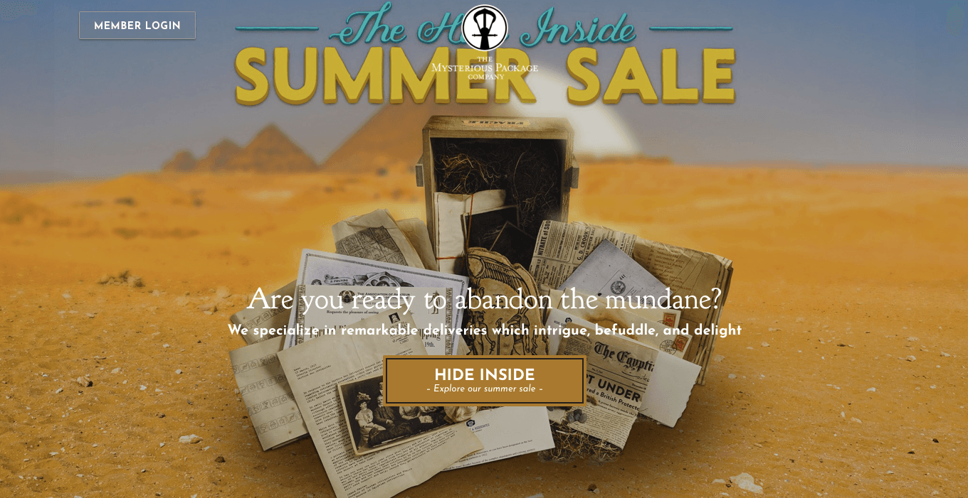 Ecommerce Landing Page Example Mysterious Package Company Ecommerce Landing Page Example Mysterious Package Company