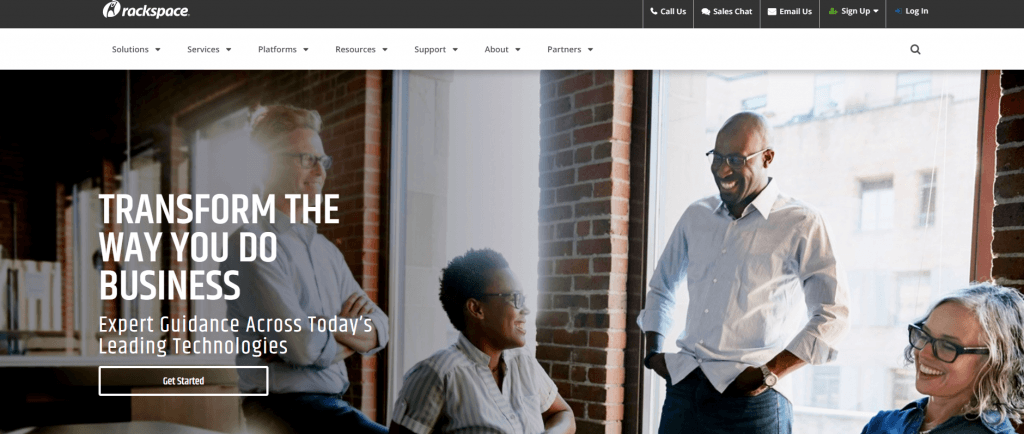 Rackspace Landing Page Rackspace landing page with human