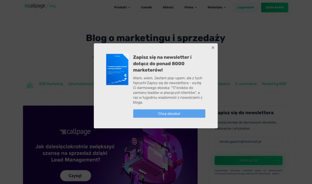 Ebook pop-up Ebook exit pop-up