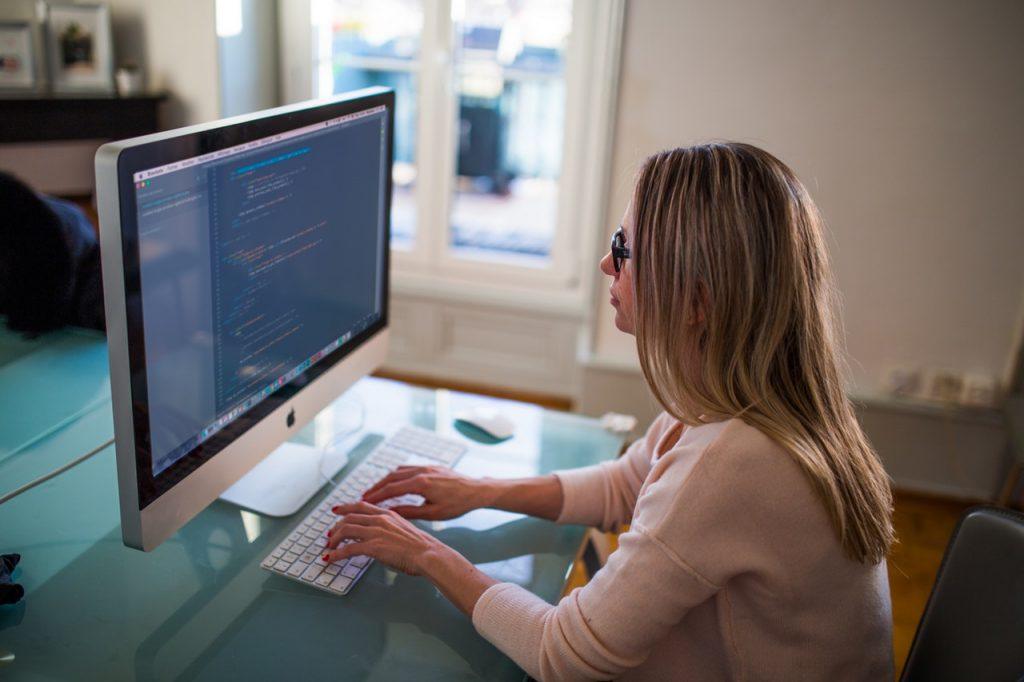 Woman working on computer Woman working on computer