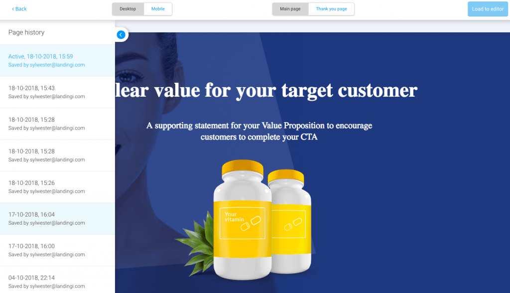Zmiana wersji Landing Page Przywrócenie wersji landing page etap 2
