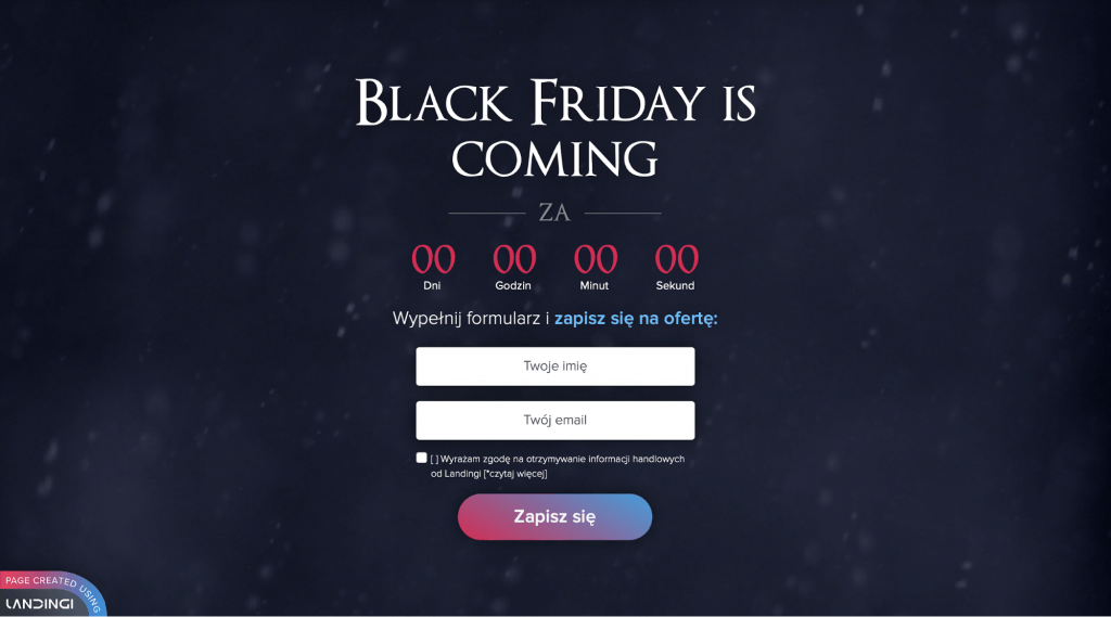 Landingi Banner Landingi Black Friday Oferta