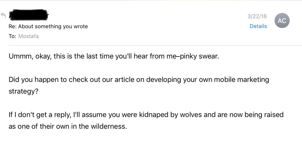 Follow-up email Annoying email