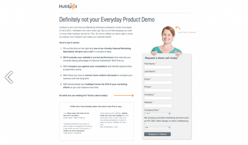 Hubspot źródło: https://blog.hubspot.com/marketing/landing-page-design-tactics-to-test