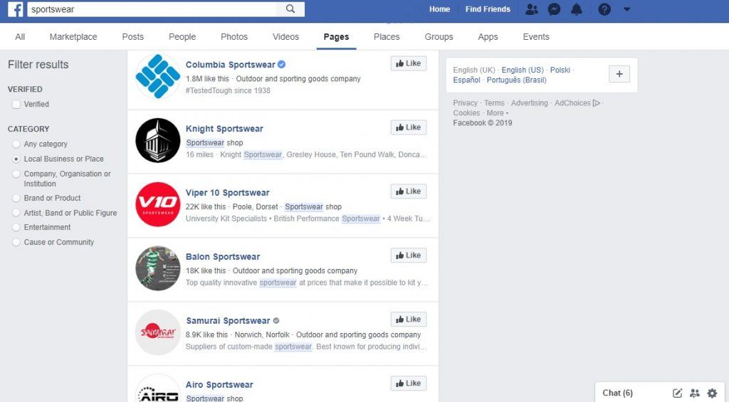 Facebook Likes Number of likes