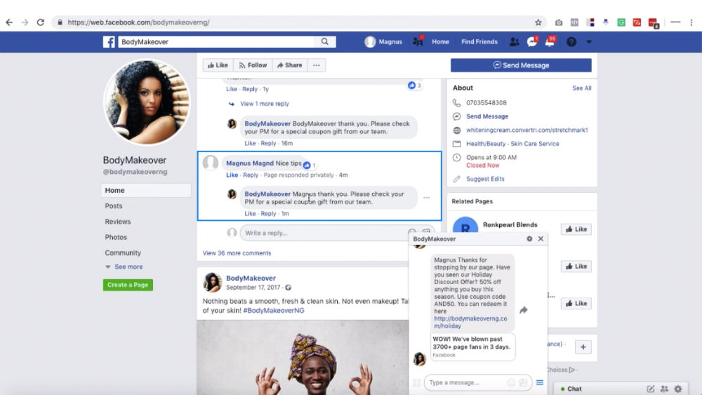 Facebook example Facebook example