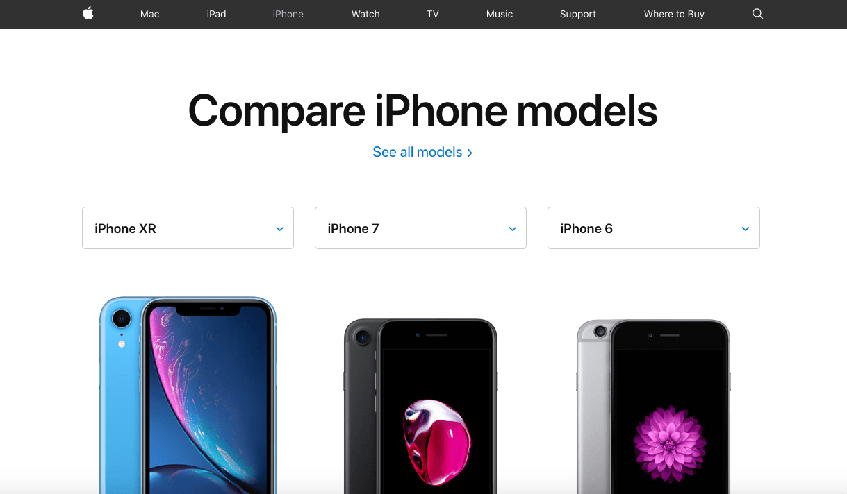 iPhone products comparison iPhone products comparison