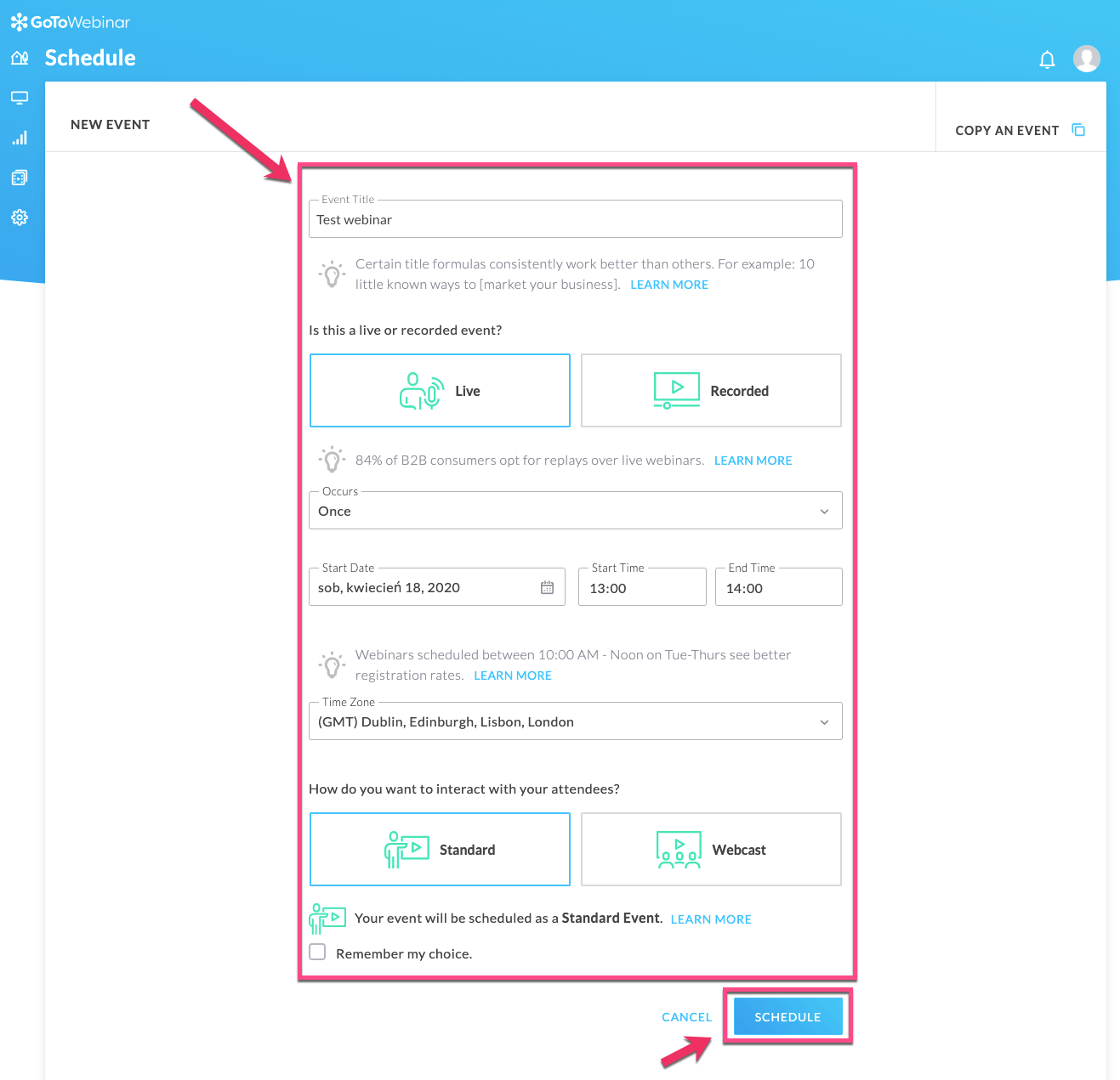 GoToinar integration Landingi