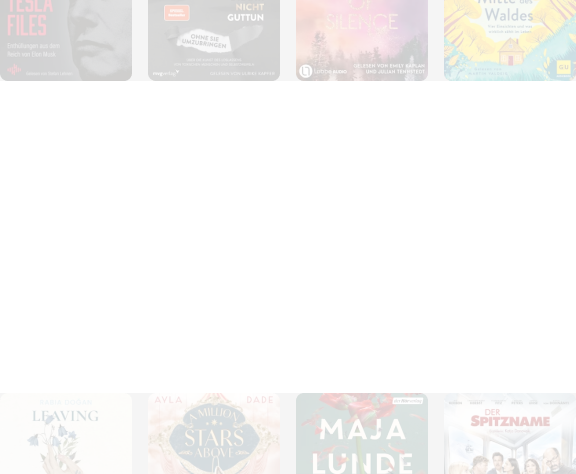 Ein Bild, das verschiedene graue Cover von Hörbüchern zeigt.