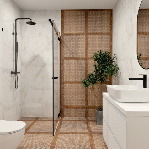 Nowoczesne projekty łazienek Kraków Nowoczesna łazienka z orientalnym twistem