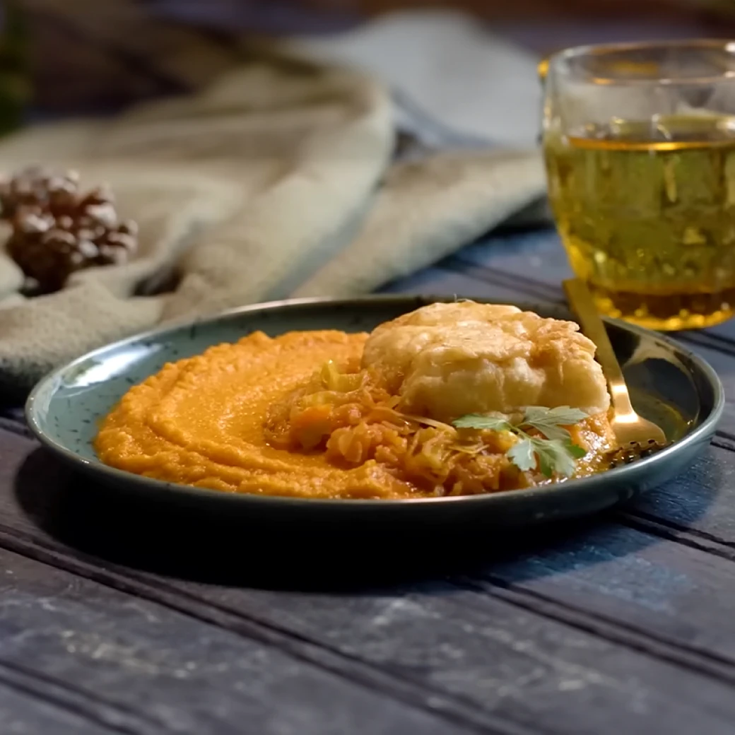 Złocista ryba w panierce na talerzu