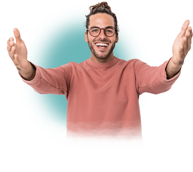 grafika z uśmiechniętym mężczyzną