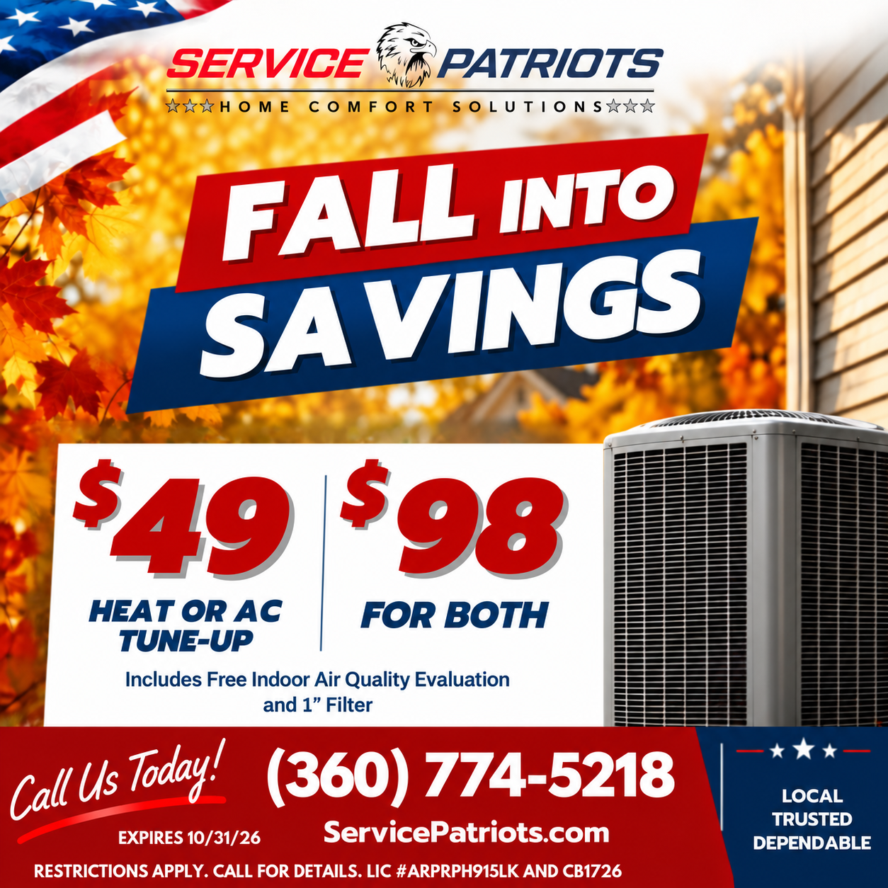 Service Patriots Fall Into Savings seasonal promotion