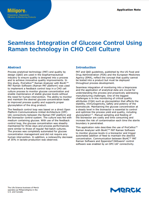 Seamless Integration of Glucose Control Using Raman technology in CHO ...