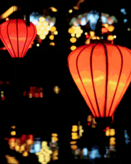 3 slide gif video highlighting Vietnam, including a person riding a bike, lanterns at night, and workers in a red field.