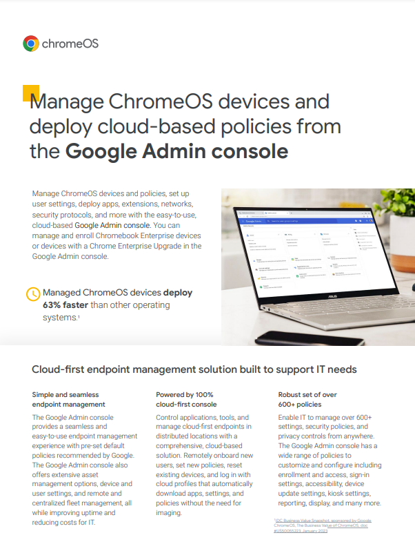 Manage ChromeOS devices and deploy cloud-based policies from the Google ...