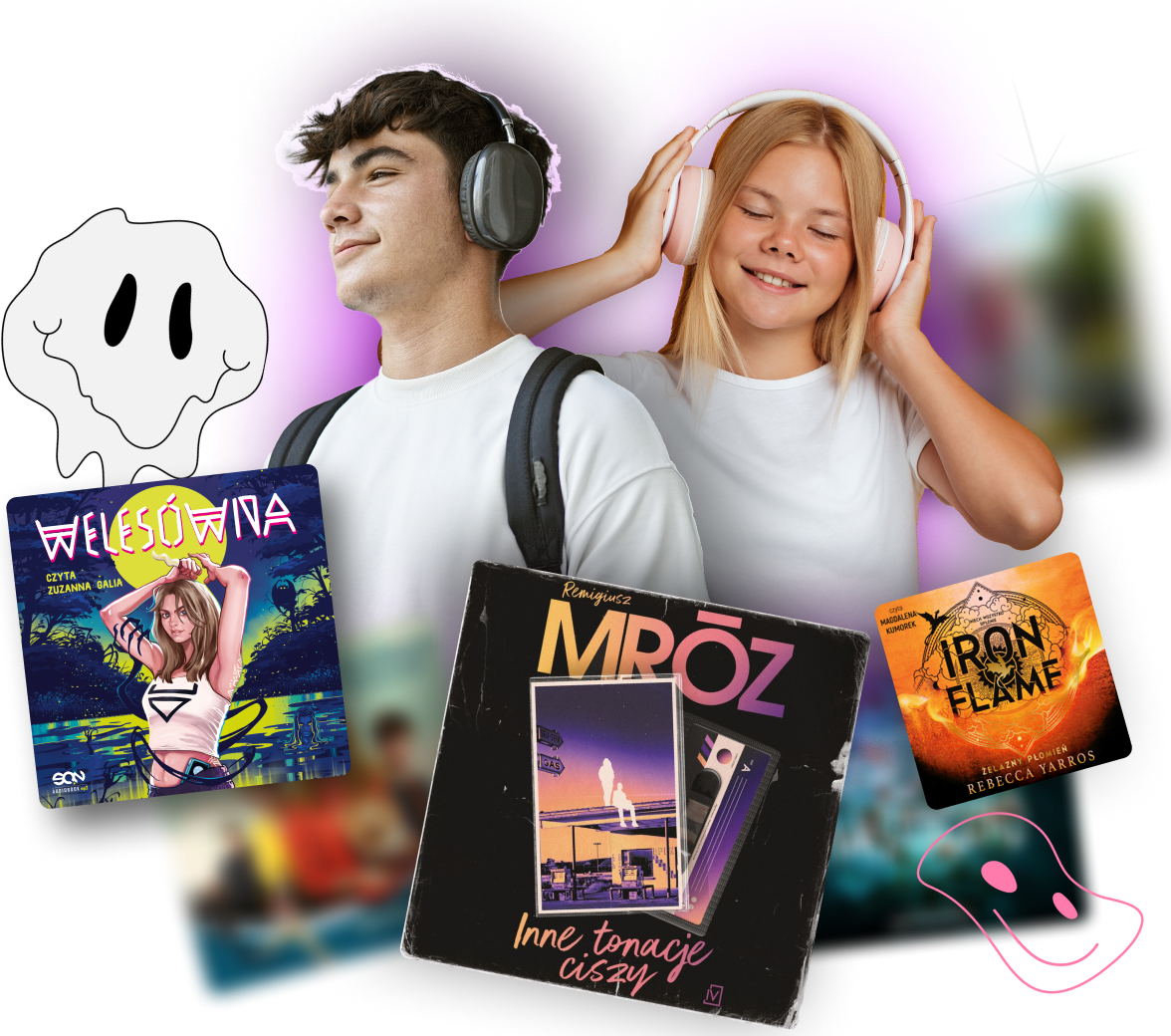 Zdjęcia chłopca i dziewczynki w słuchawkach