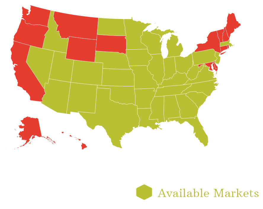 Map showing available Just Love Coffee Cafe franchise territories