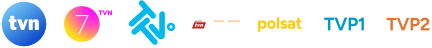 TVN, TVN7, TTV, TVN Turbo, Polsat, TVP1, TVP2