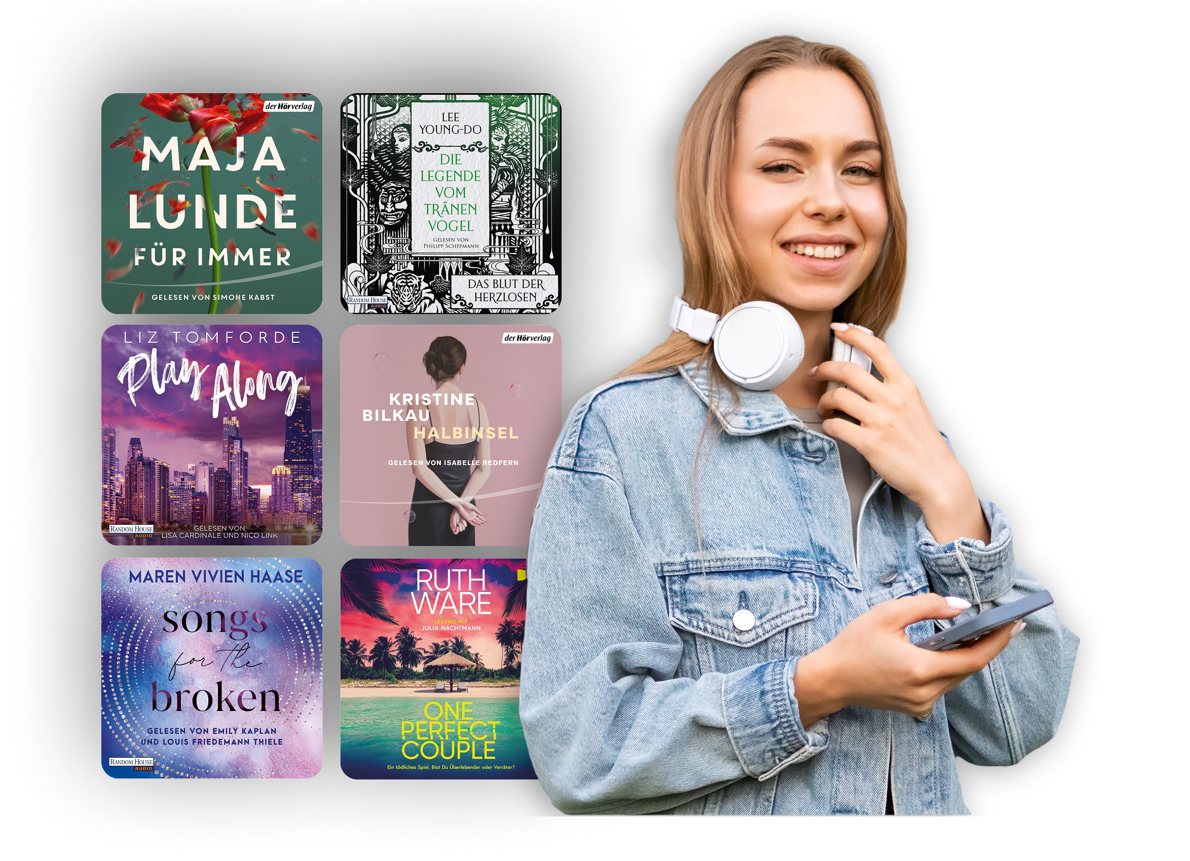 Cover der verfügbaren Hörbücher auf dem dritten Foto