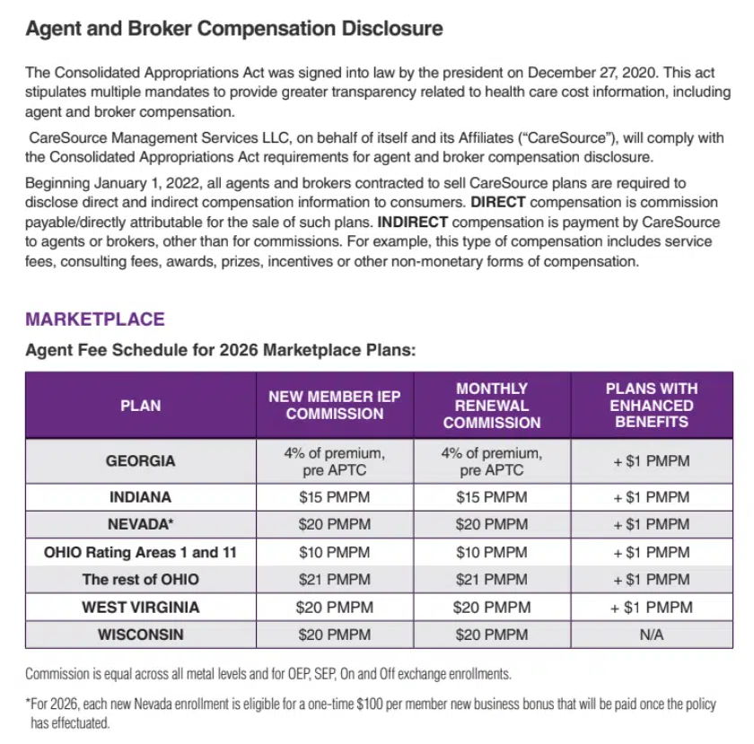 CareSource Commissions