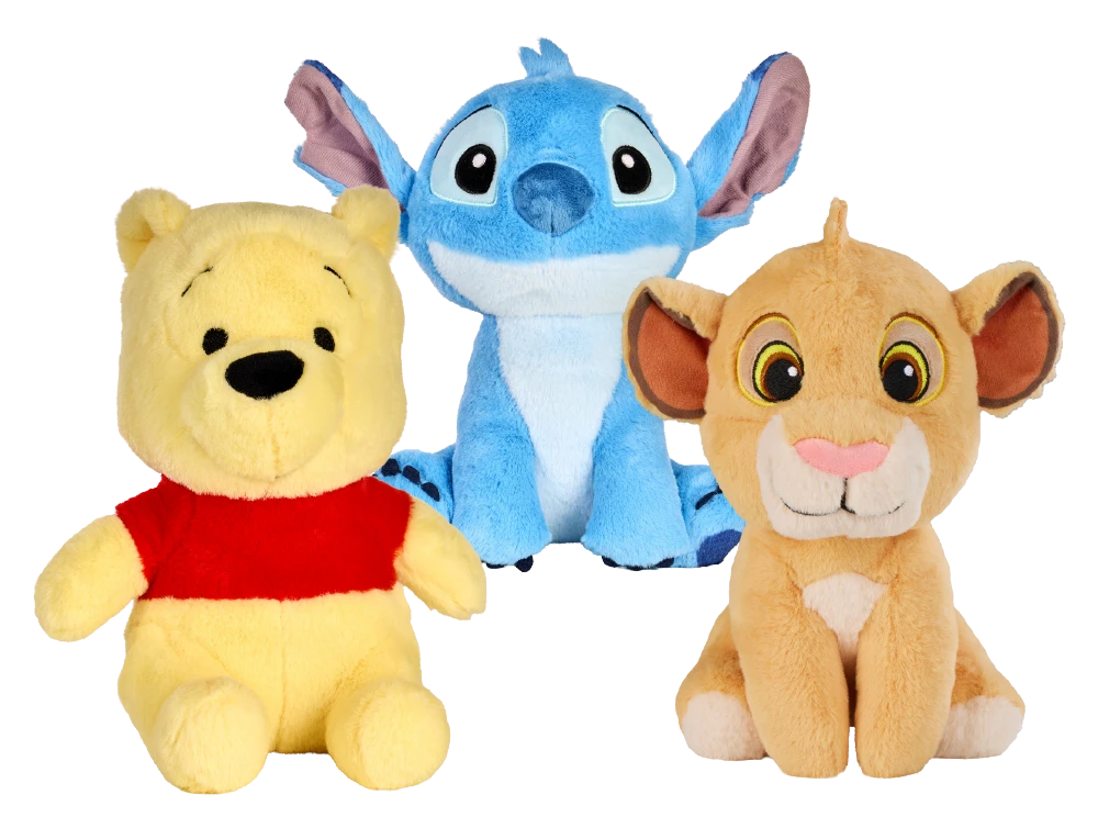 3 pluszaki z motywem zwierzątek z bajek Disneya Kubuś Puchatek Stick i lew Simba
