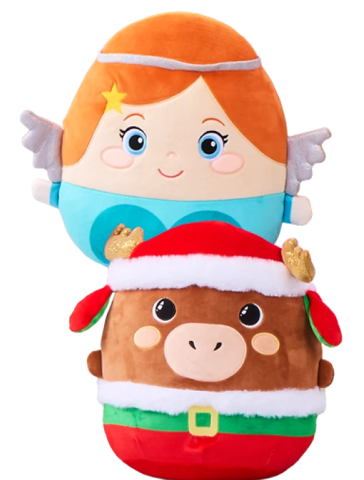 Dwa pluszaki aniołek i renifer