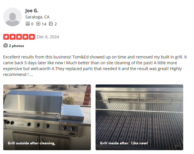 Joe G Review - Phoenix Grill Cleaning