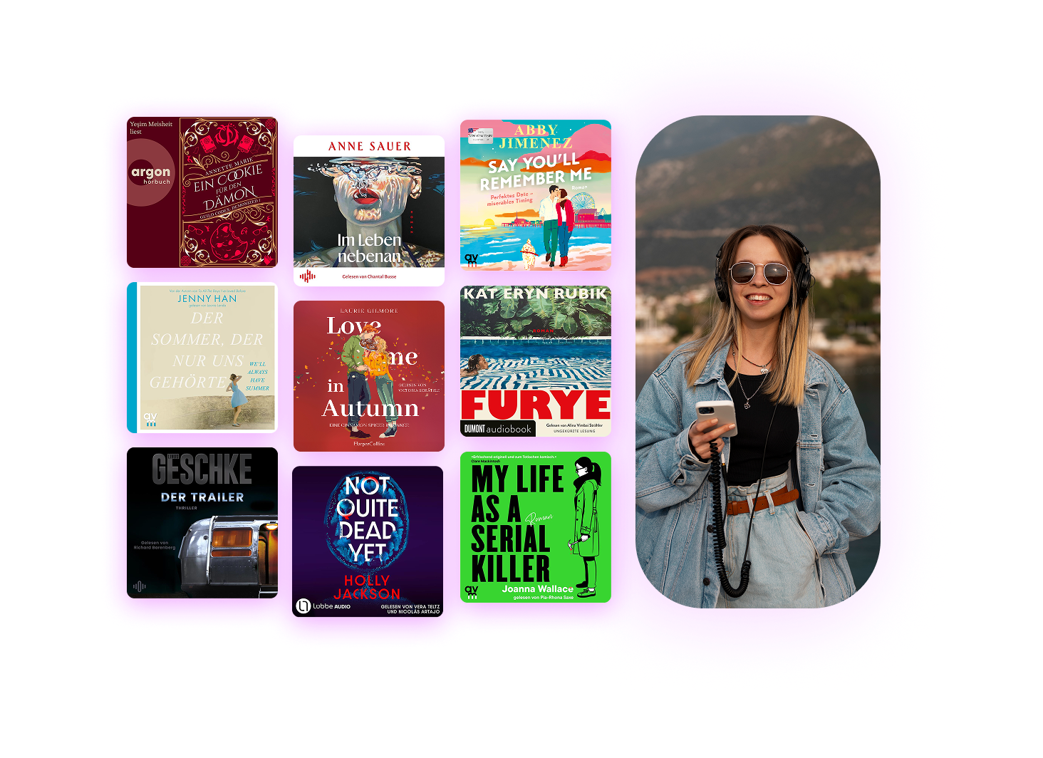 Cover des Audiobooks Iron Flame und To Kill a Shadow im Vergleich zu anderen Audiobook-Covern