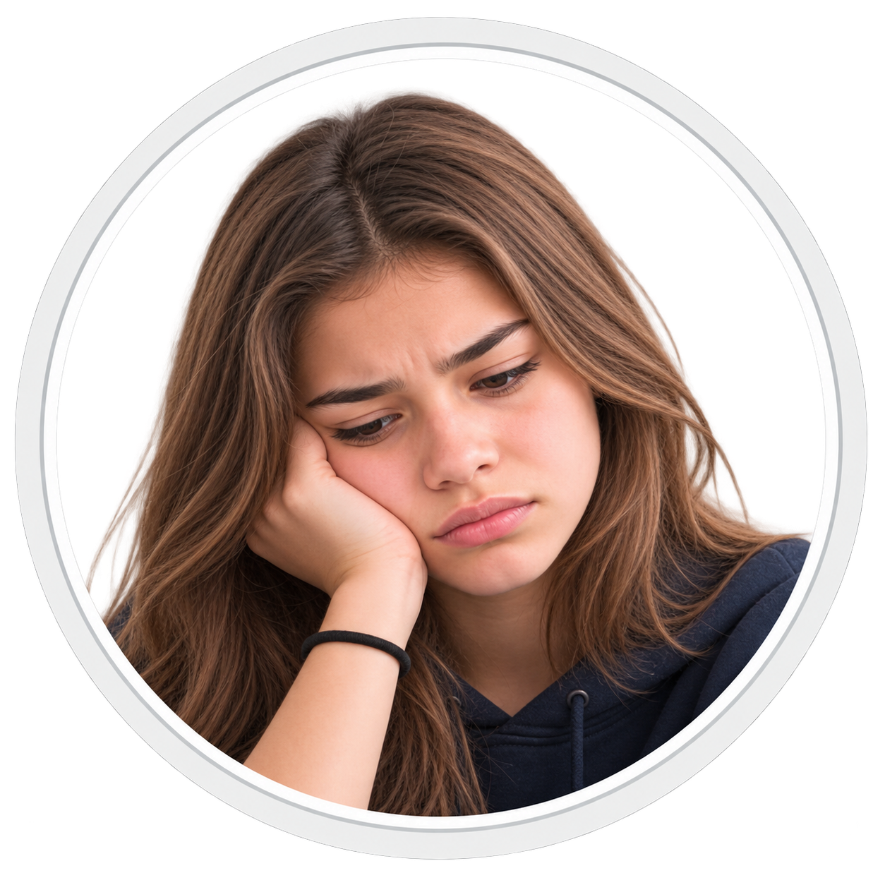 Estudiante pensativa