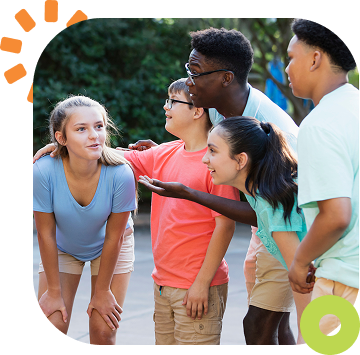 An image of kids hugging each other