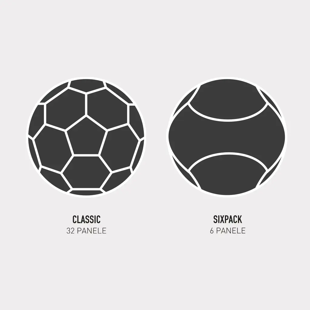 Nahaufnahme eines handgen&auml;hten Fu&szlig;balls mit innovativer Panel-Struktur (Modern-Cut) und individuellem Allover-Druck f&uuml;r die WM 2026.