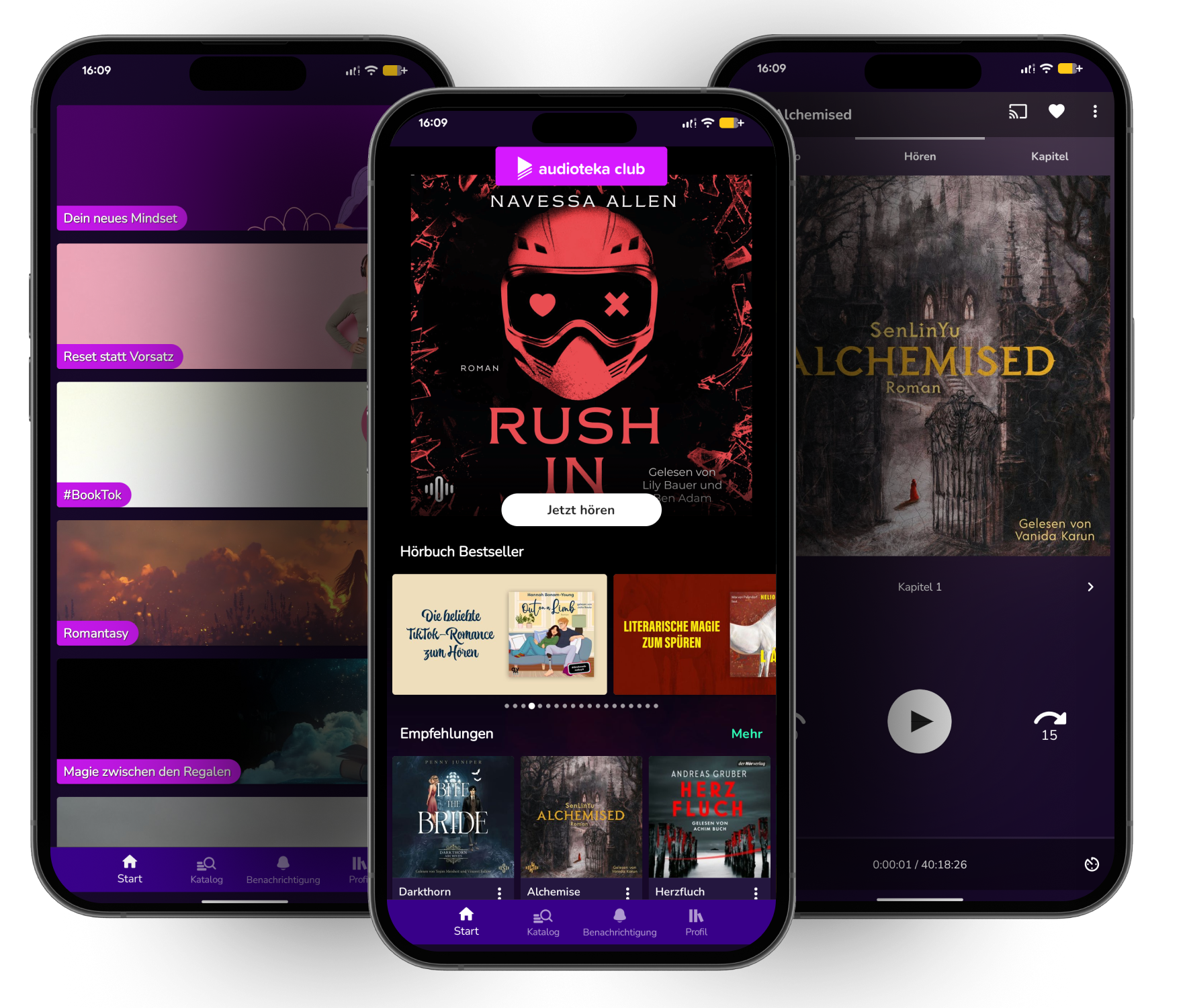 Cover der verf&uuml;gbaren H&ouml;rb&uuml;cher auf dem vierten Foto