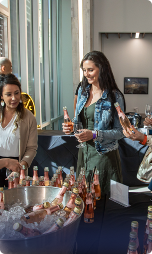 Photo of office workers at a cocktail event