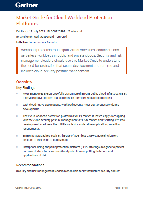 Market Guide for Cloud Workload Protection Platforms