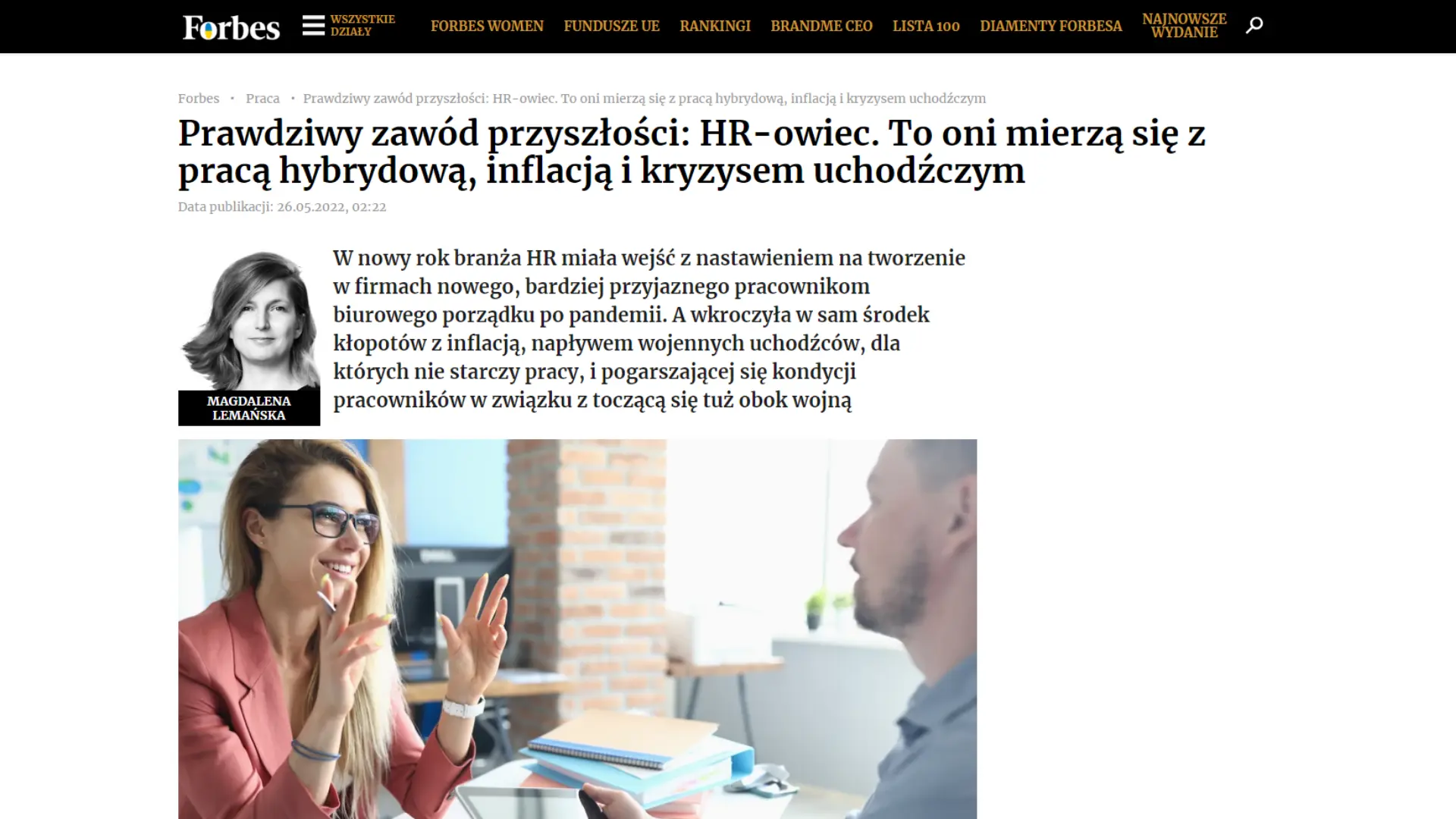 Forbes - Prawdziwy zawód przyszłości: HR-owiec