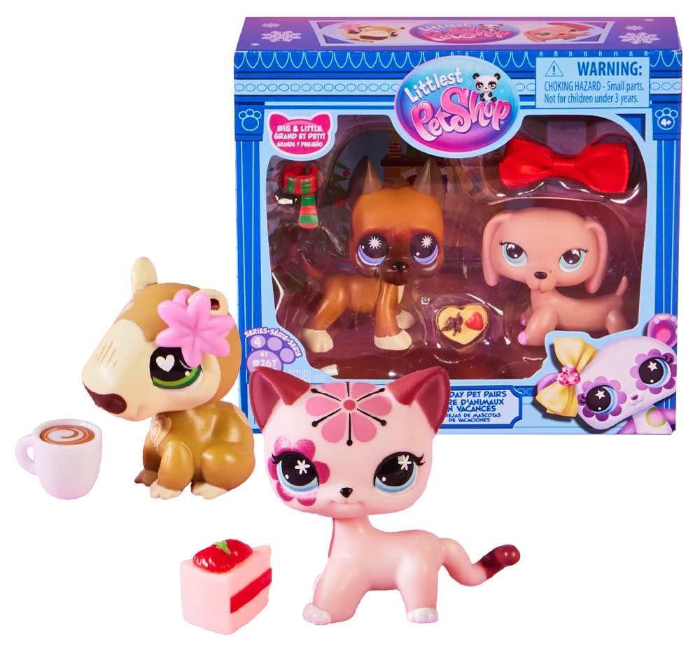 Figurki pieska i kotka, z akcesoriami,  w pudełku z motywem Little Pet Shop