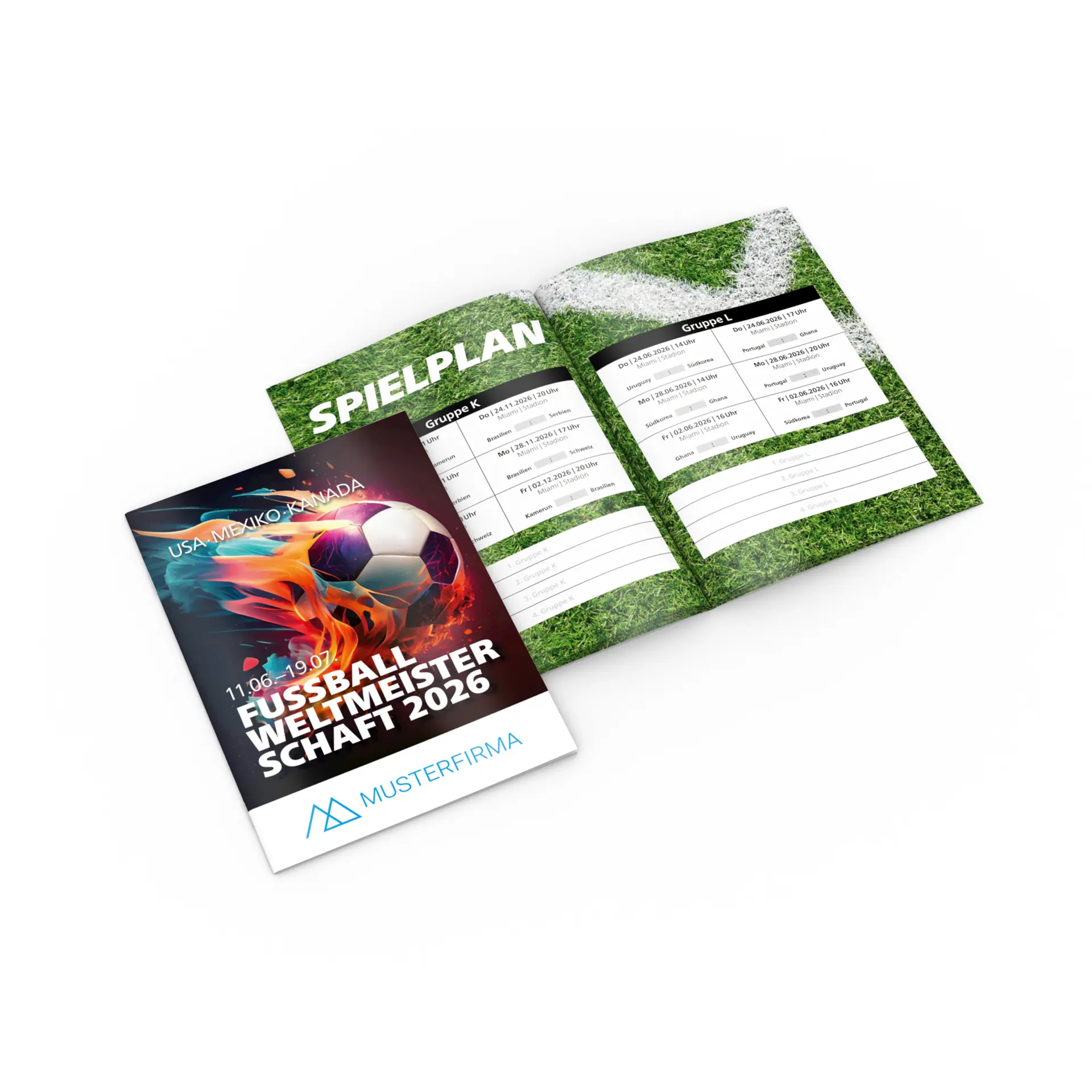 WM-Miniplaner 2026 Spielplan im A6-Format mit Logo