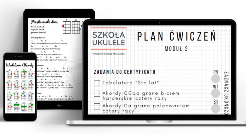 Szkoła Ukulele 1 Kurs online - plan ćwiczeń
