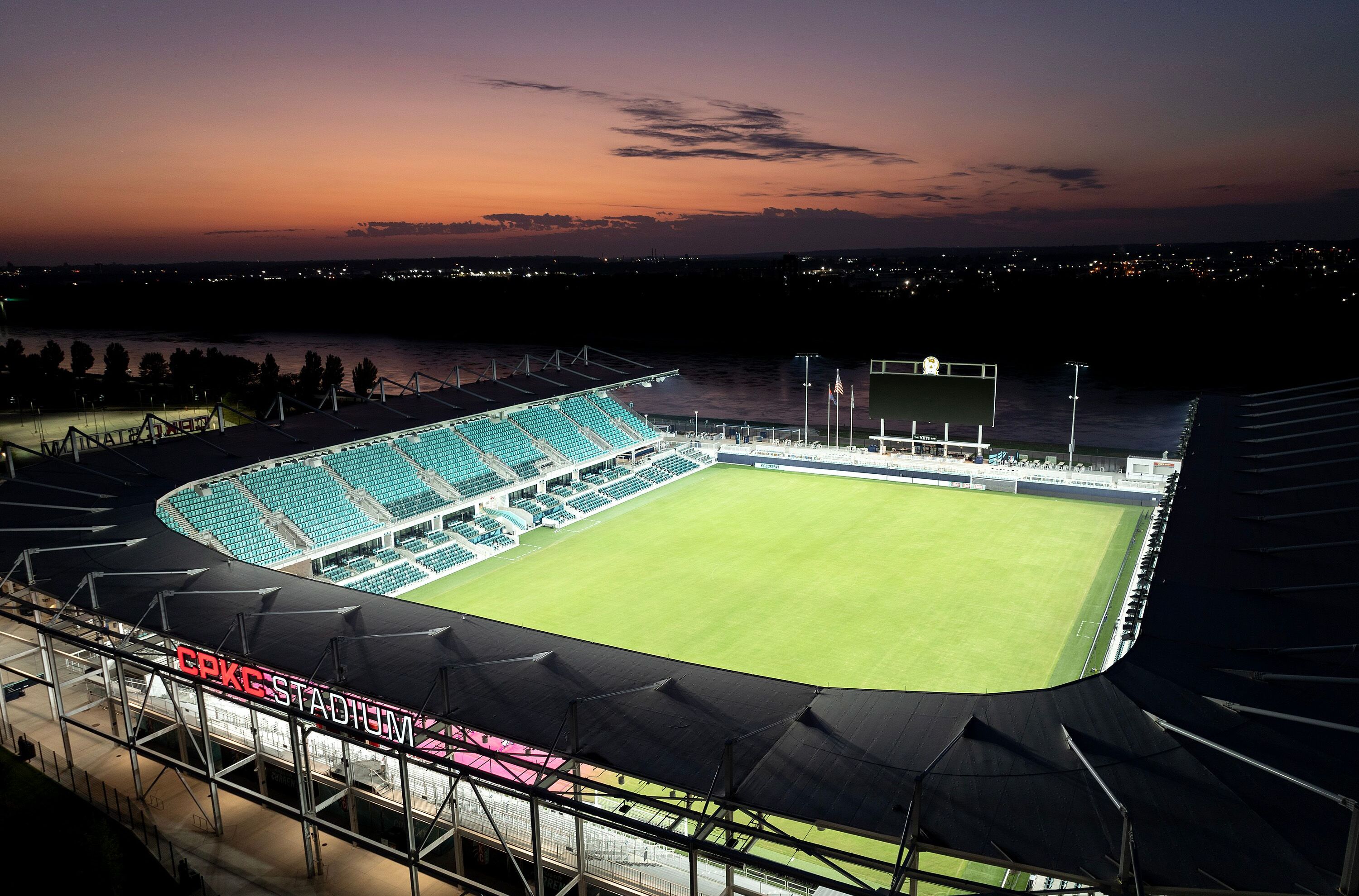 Softball field at Glen Ellyn's Ackerman Park lit at night with Musco LED fixtures