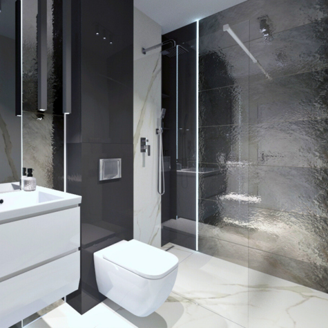 Kolekcja Calacatta od Paradyż jest kluczowym elementem projektu. Wizualizacja i projektowanie lazienek Kraków