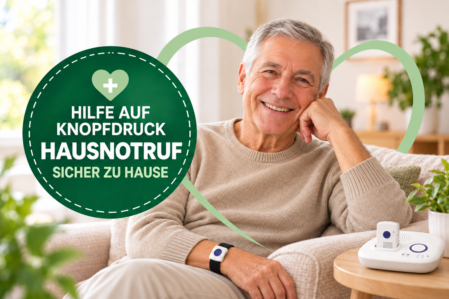 Seniorin nutzt den Hausnotruf zuhause
