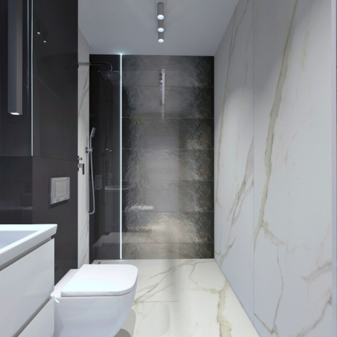 Dzięki płytkom Sleeping Beauty łazienka zyskuje dodatkowy blask. Wizualizacja i projektowanie lazienek Kraków