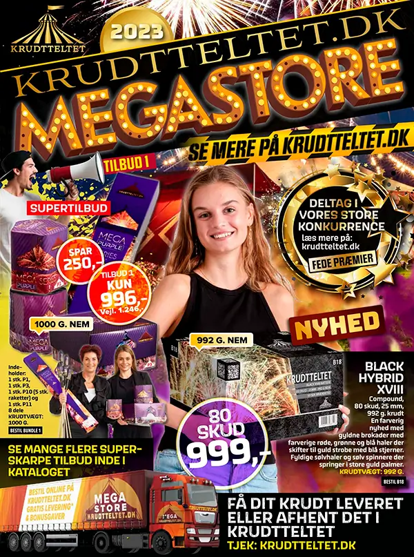 Krudtteltet Megastore Fyrv&aelig;rkerikatalog 2023