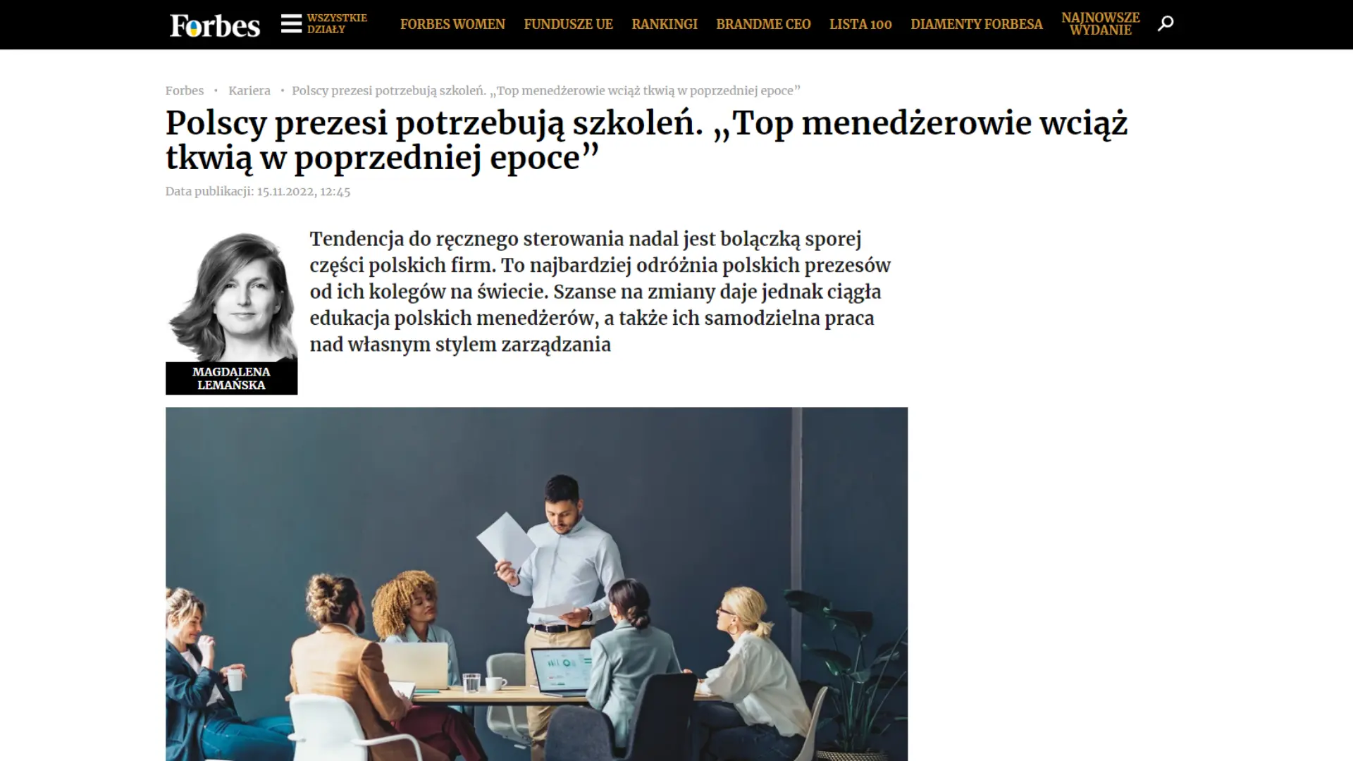 Forbes - Polscy prezesi potrzebują szkoleń